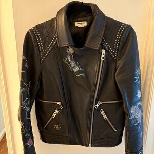 Zadig Voltaire Kawai Tattoo Skeleton Floral Animal Leather Jacket